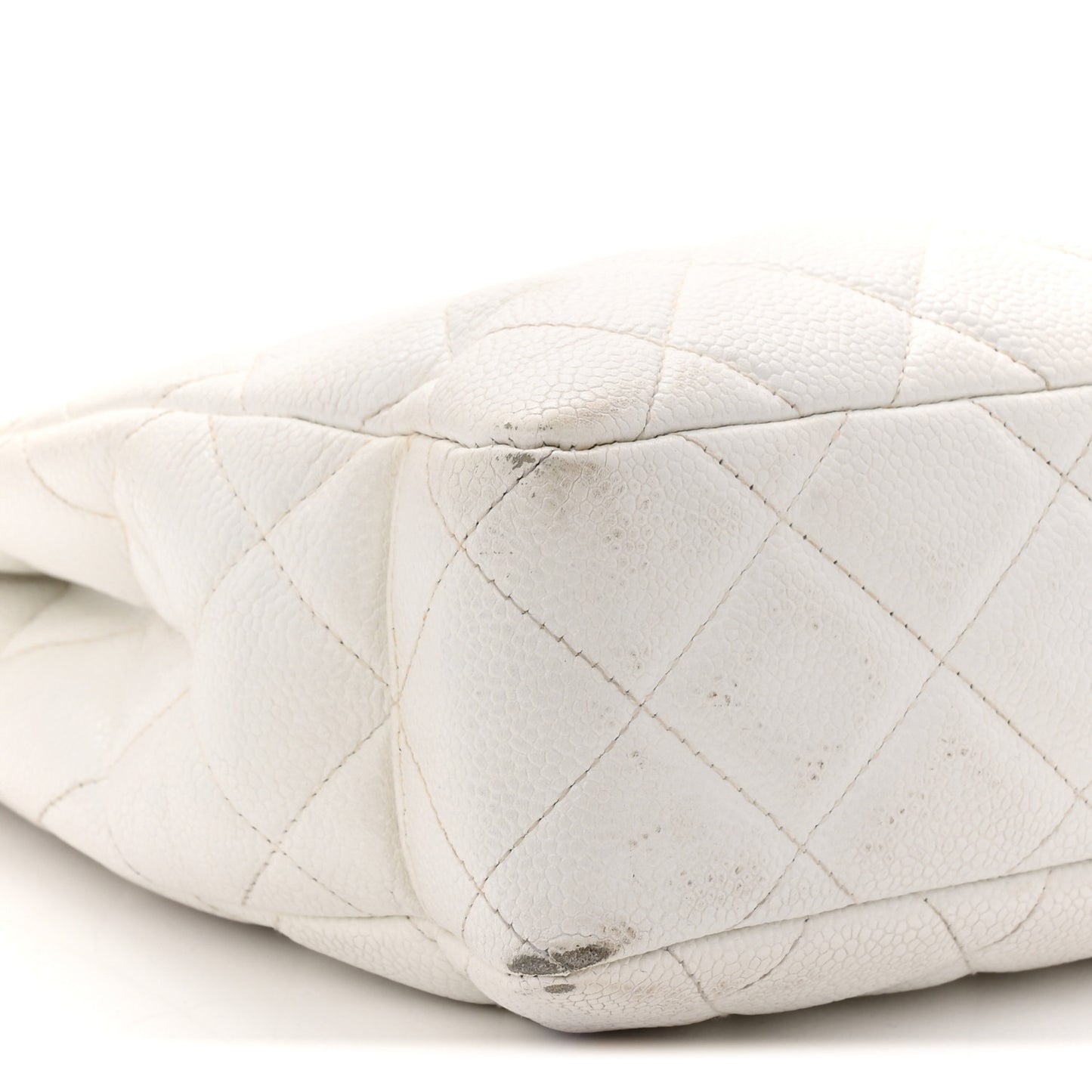 Caviar Quilted Shopper Tote White