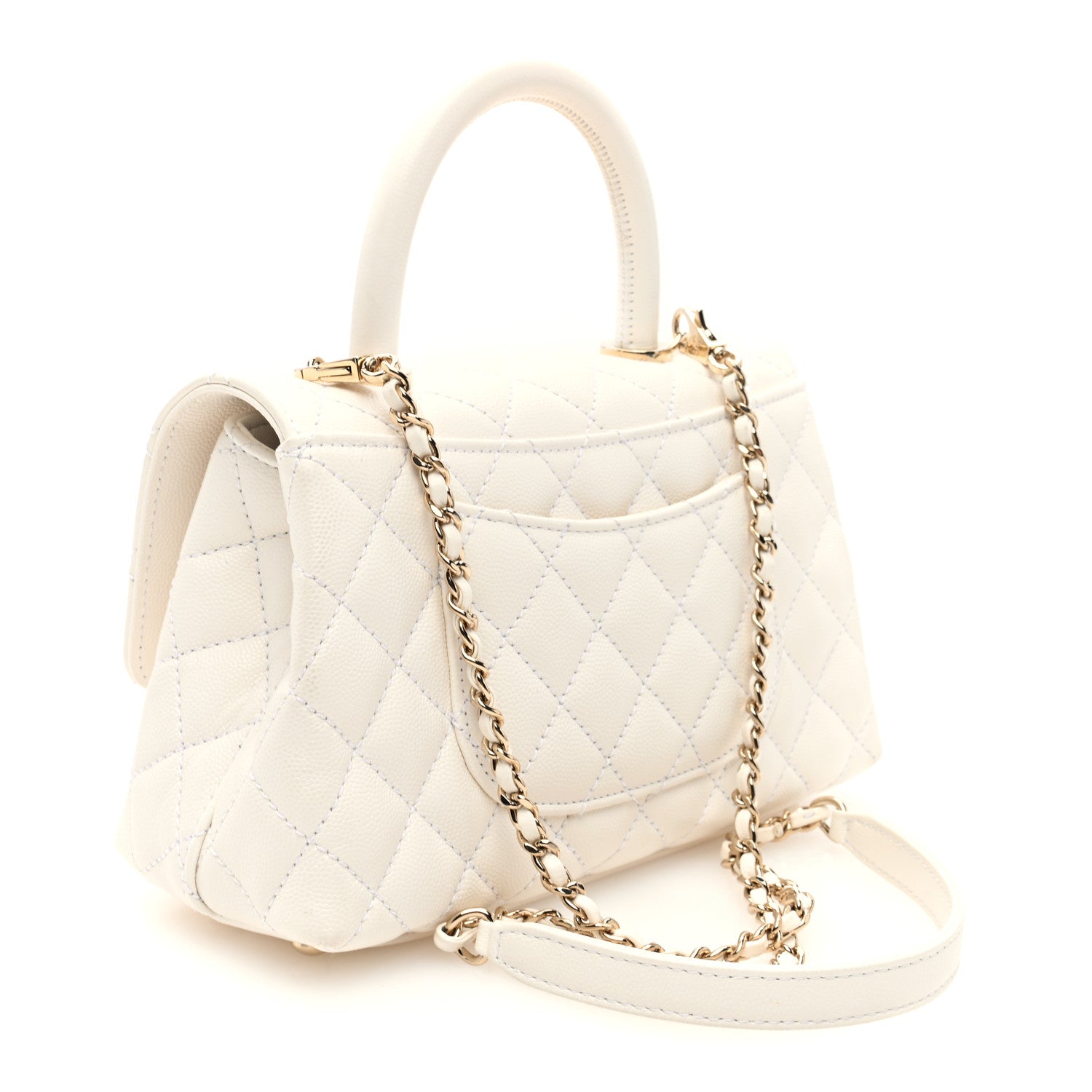 Chanel Caviar Quilted Mini Coco Handle Flap White 3 of 10