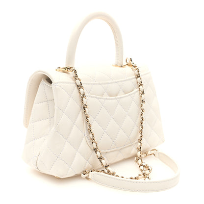 Chanel Caviar Quilted Mini Coco Handle Flap White 3 of 10