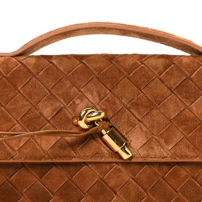 Bottega Veneta Suede Intrecciato Long Andiamo Top Handle Clutch Amber 7 of 7