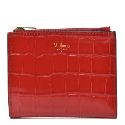 Mulberry Shiny Crocodile Embossed Zip Wallet Scarlet 1 of 7