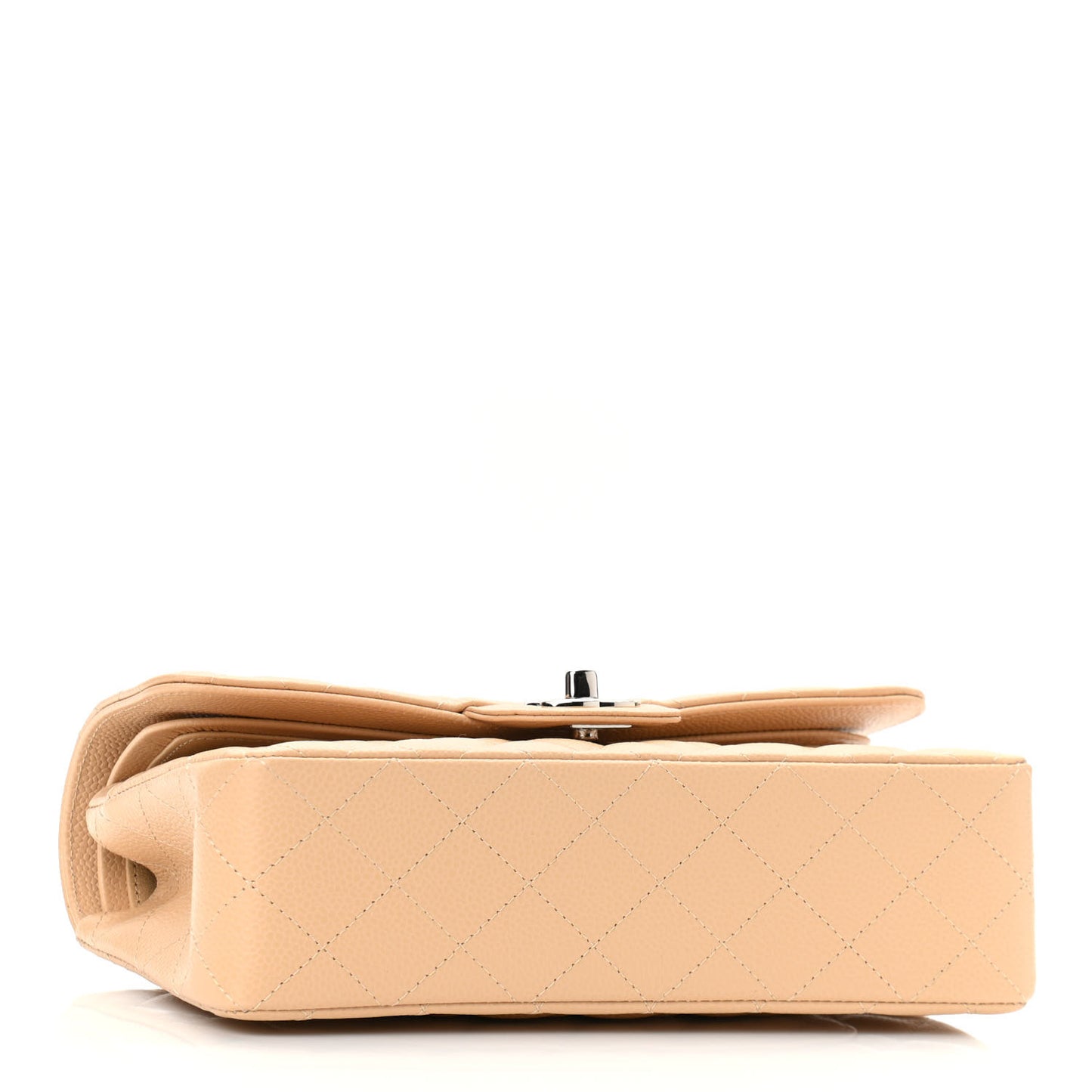 Caviar Quilted Small Double Flap Beige