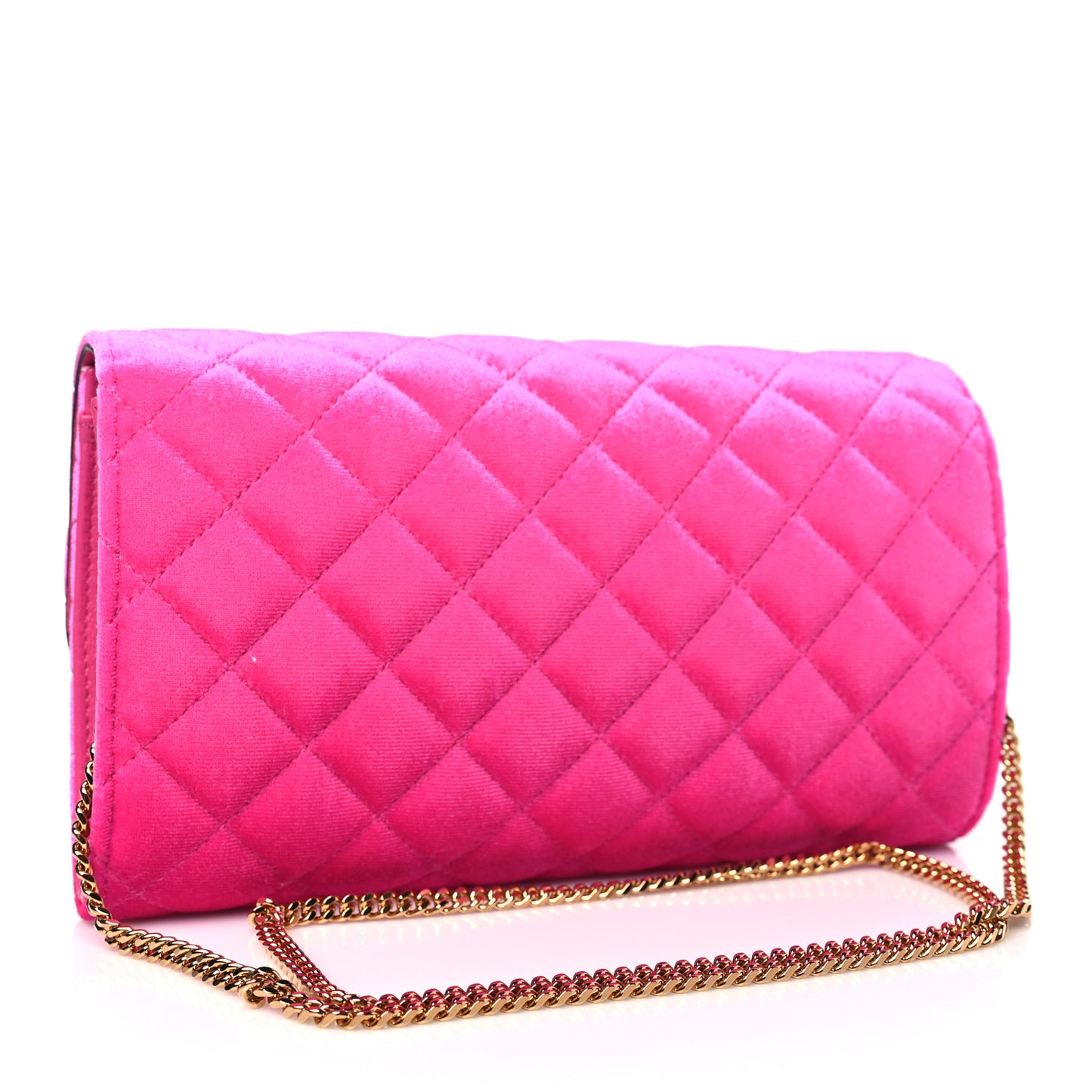 Velvet Quilted Medusa Wallet On Chain Pink