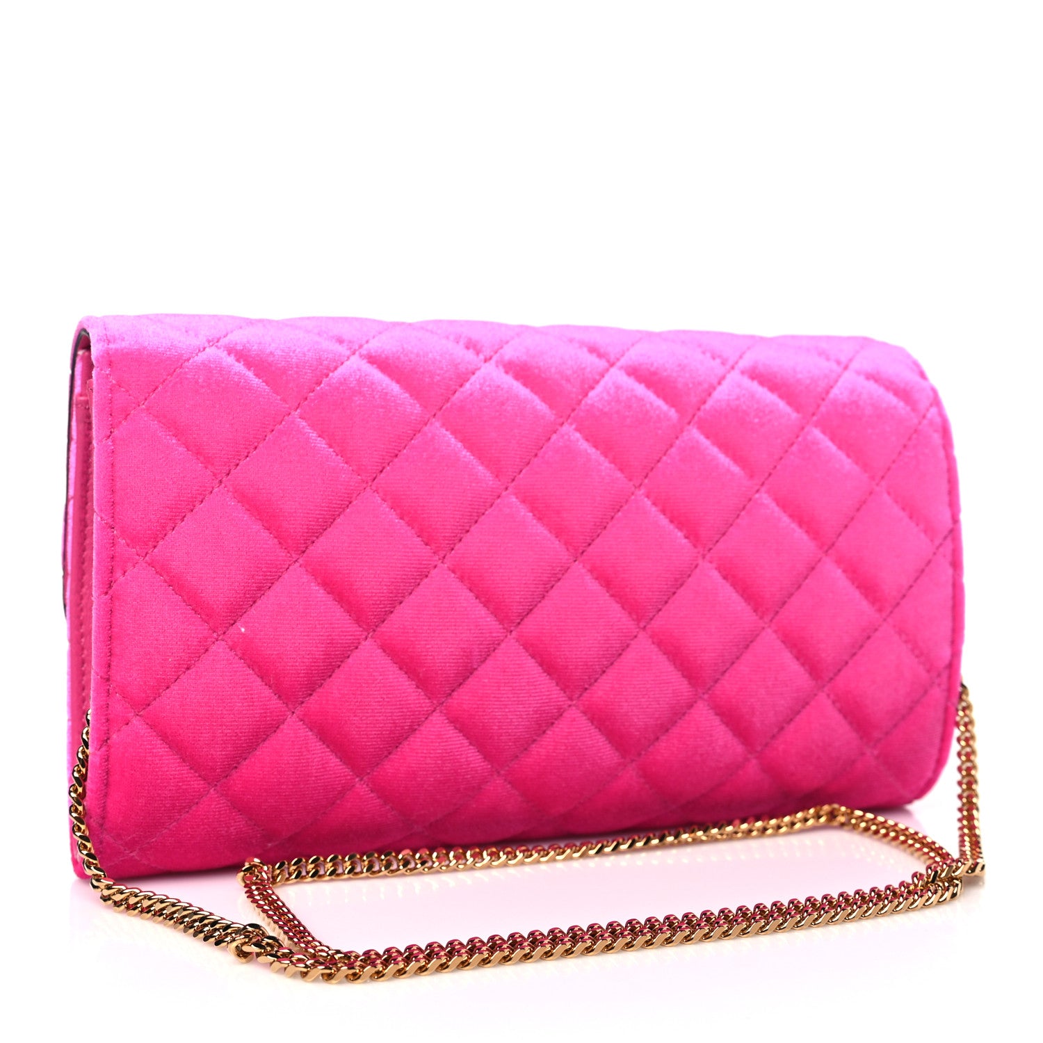 Versace Velvet Quilted Medusa Wallet On Chain Pink 3 of 9