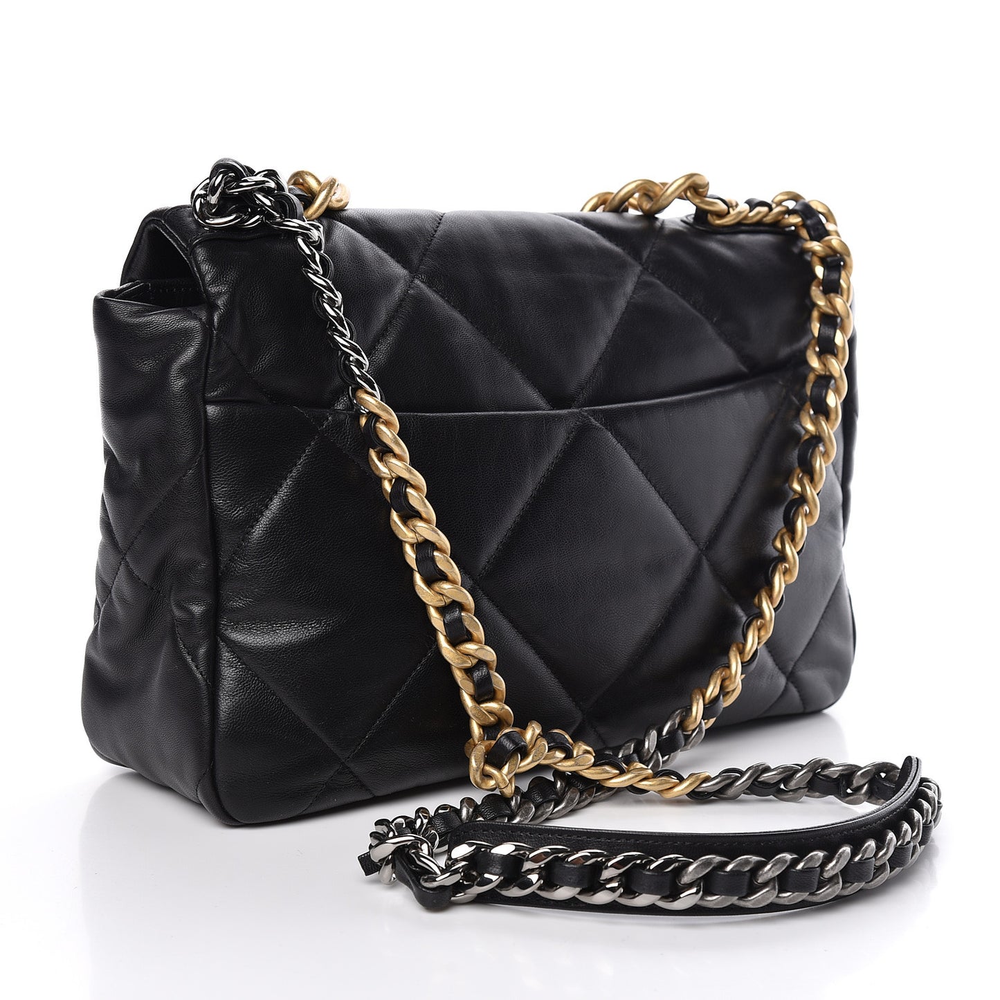 Lambskin Quilted Large 19 Flap Black