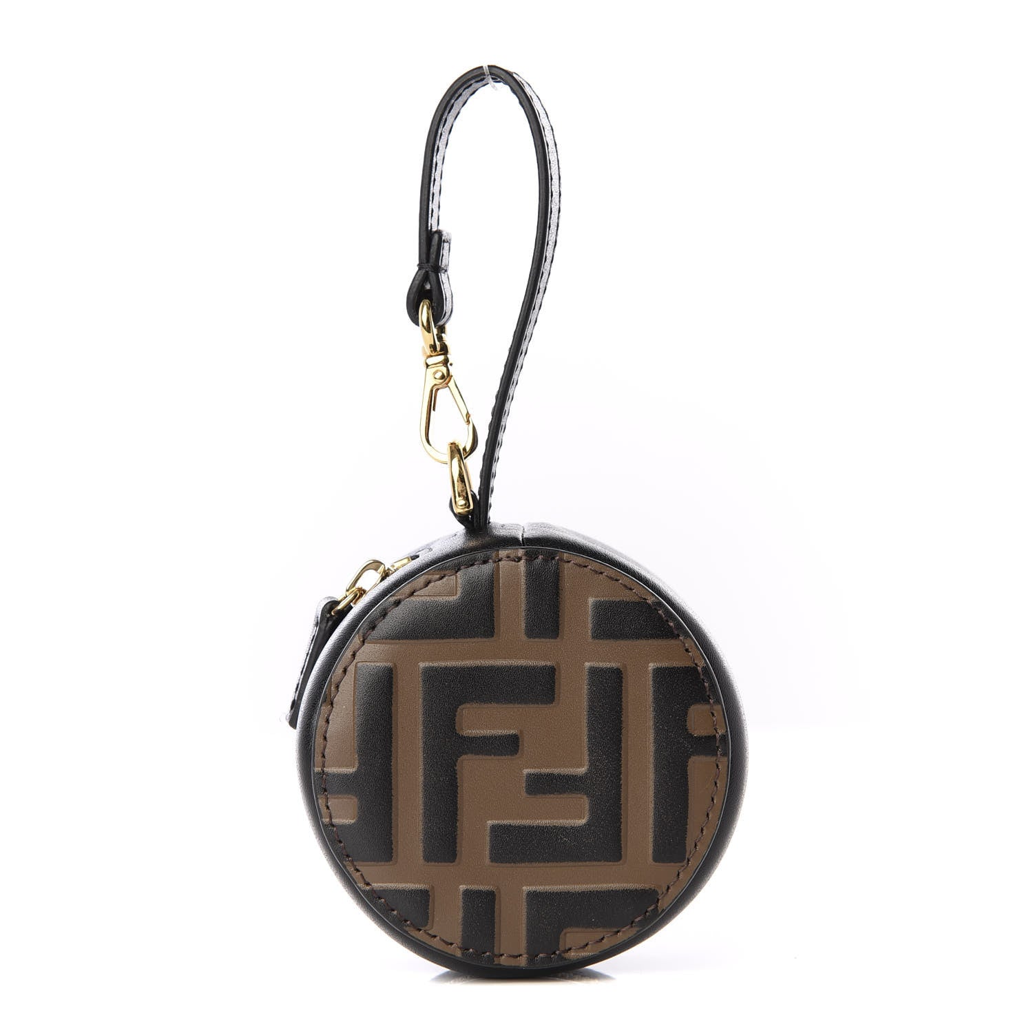Fendi Calfskin FF 1974 Embossed Help Bag Charm Maya Black 2 of 10