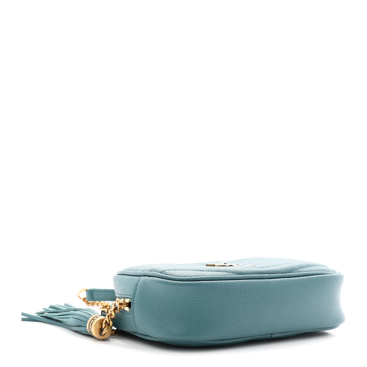 Saint Laurent Grain De Poudre Matelasse Monogram Mini Lou Camera Bag Blue Vert 4 of 12