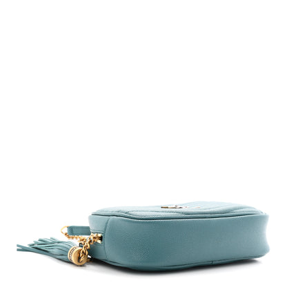 Saint Laurent Grain De Poudre Matelasse Monogram Mini Lou Camera Bag Blue Vert 4 of 12