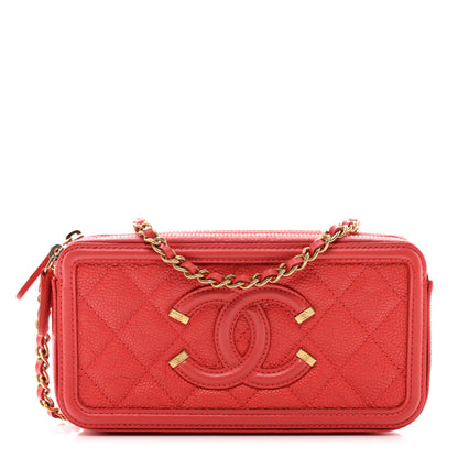 Chanel Caviar Quilted CC Filigree Clutch With Chain Pink 1 of 11