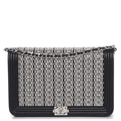 Chanel Calfskin Strass Boy Wallet On Chain WOC Black 1 of 10