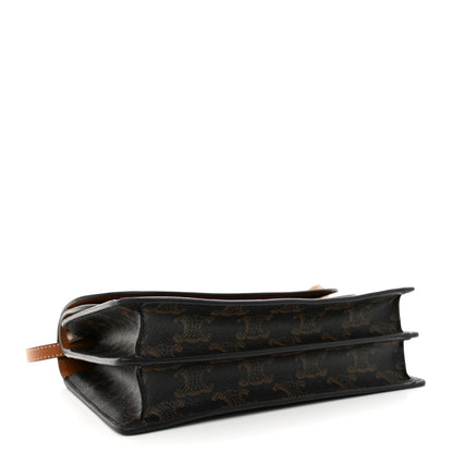 Celine Triomphe Canvas Lambskin Wallet On Strap Tan 5 of 12