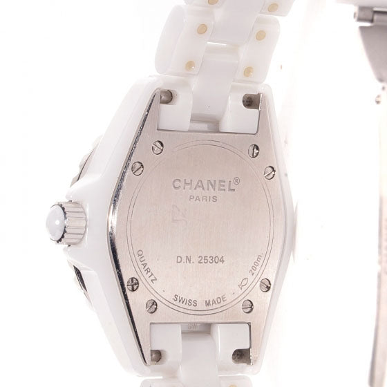 Stainless Steel Ceramic Diamond 33mm J12 Quartz Watch White