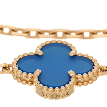 Van Cleef & Arpels 18K Yellow Gold Blue Agate 5 Motifs Vintage Alhambra Bracelet 4 of 5