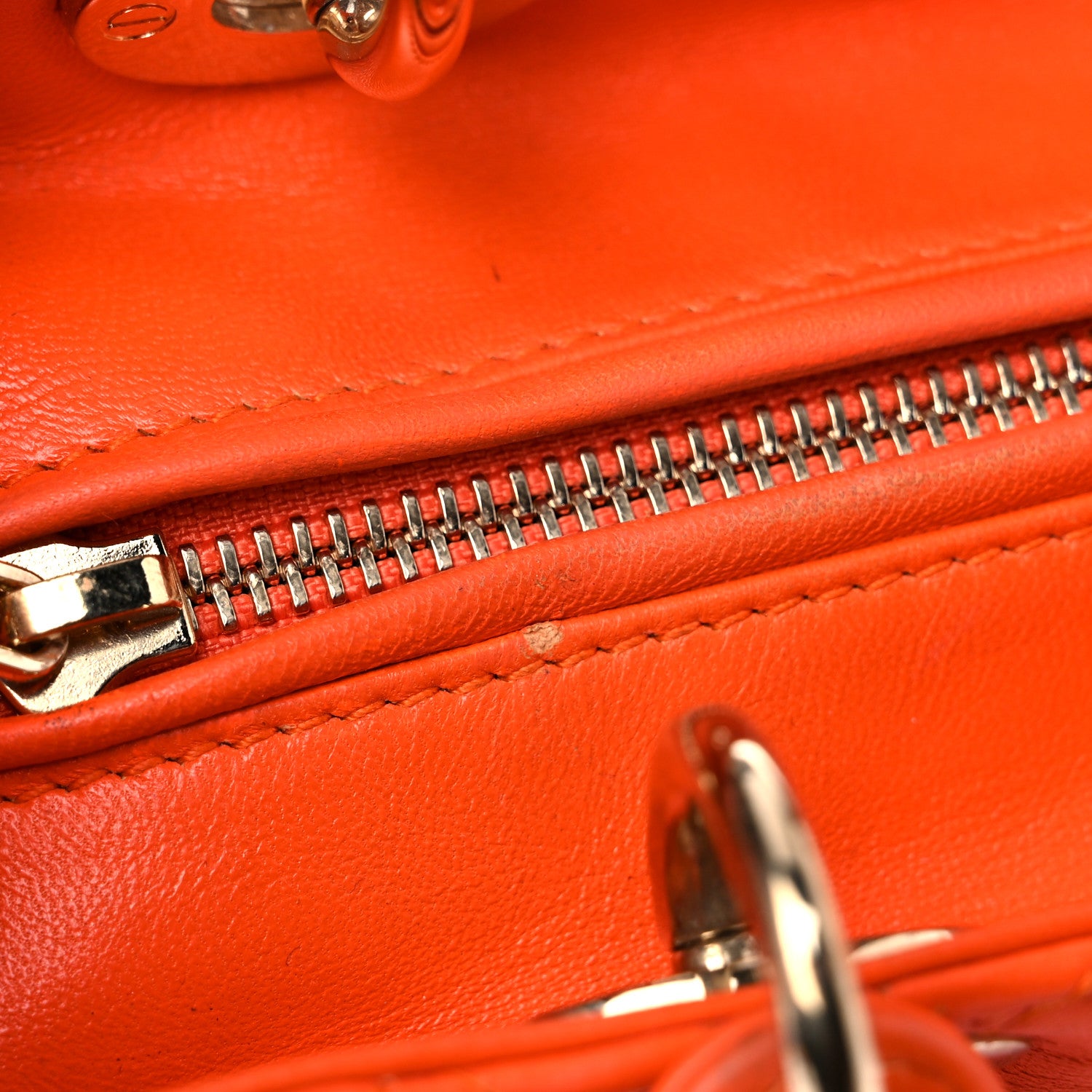 Christian Dior Lambskin Cannage Medium Lady Dior Orange 15 of 25