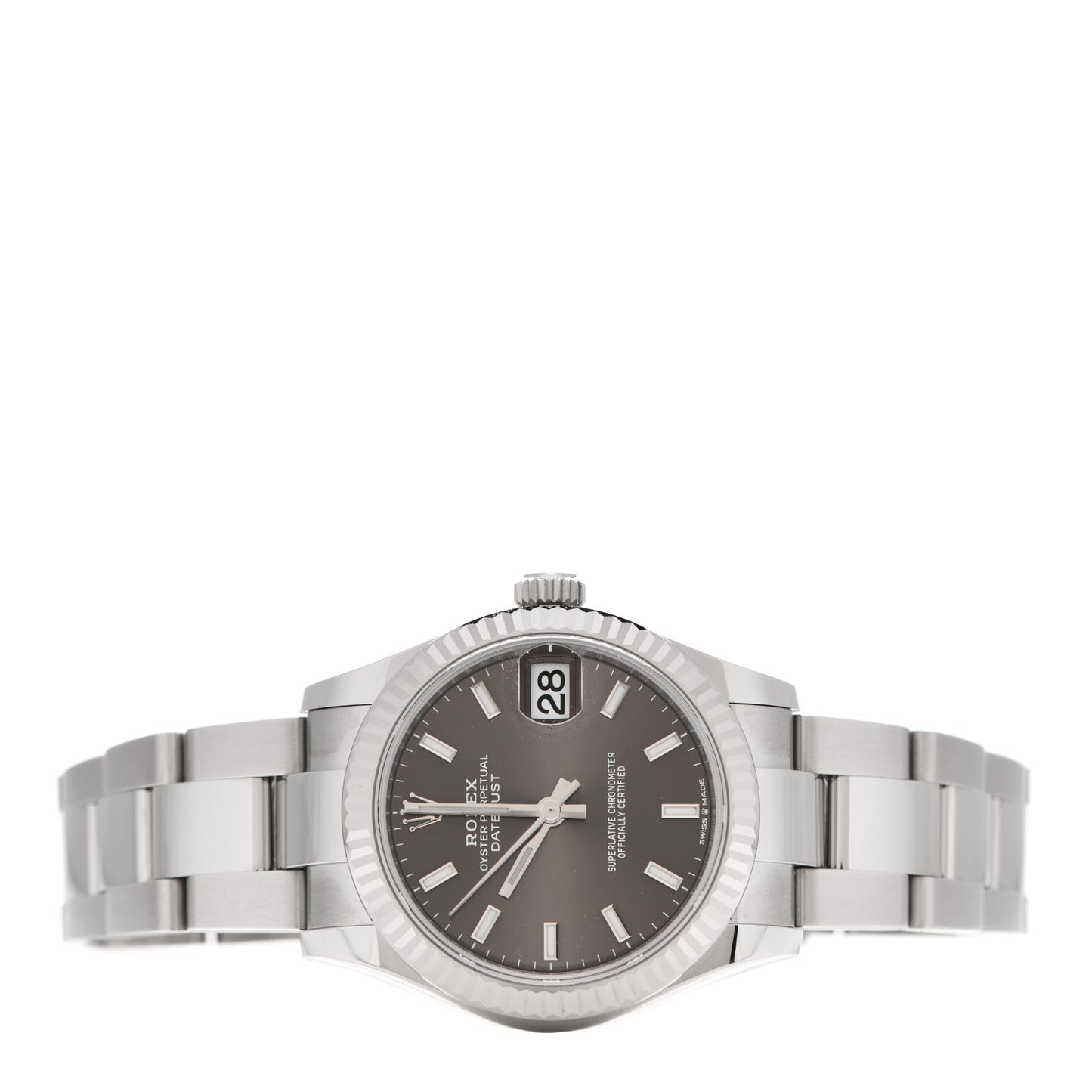 Stainless Steel 18K White Gold 31mm Oyster Perpetual Datejust Watch Dark Grey 278274