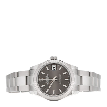 Rolex Stainless Steel 18K White Gold 31mm Oyster Perpetual Datejust Watch Dark Grey 278274 2 of 5