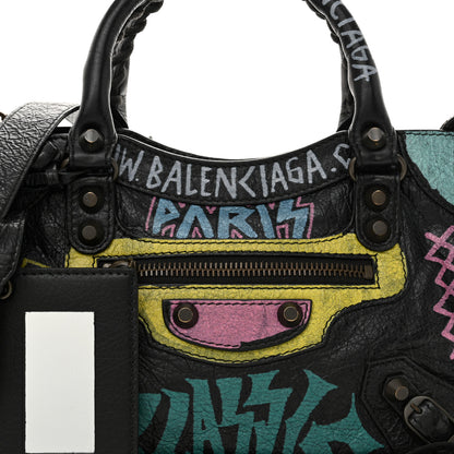 Balenciaga Agneau Arena Graffiti All Over Classic Hardware Mini City Black Multicolor 9 of 11