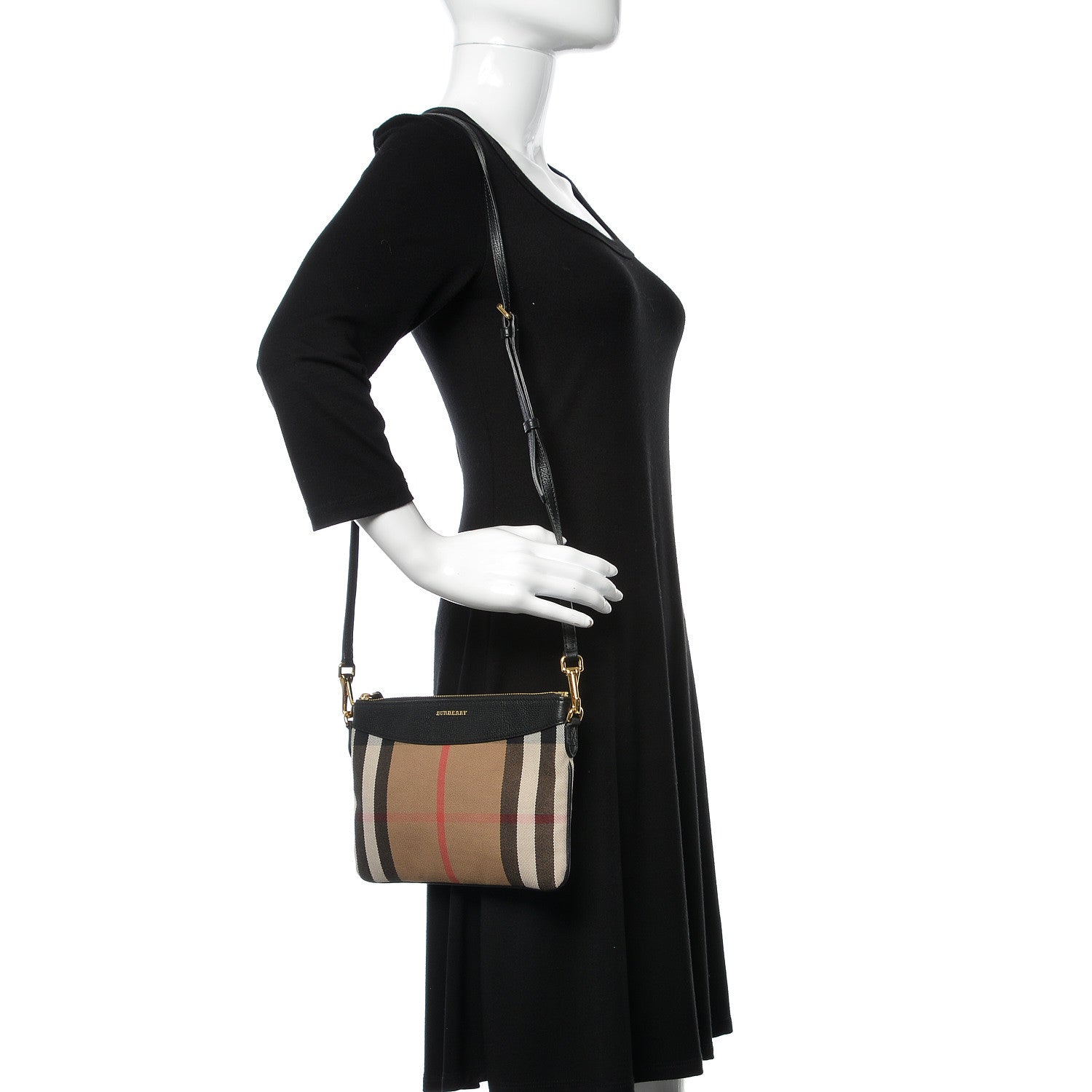 Burberry House Check Derby Peyton Crossbody Clutch Bag Black 2 of 10