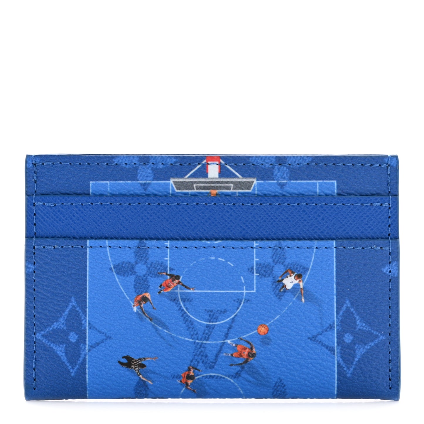 Monogram Double Card Holder Basketball Blue