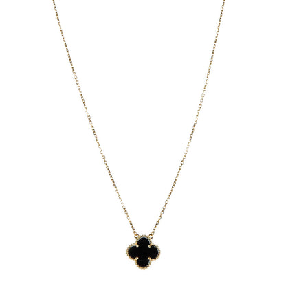 Van Cleef & Arpels 18K Yellow Gold Black Onyx Vintage Alhambra Pendant Necklace 1 of 7