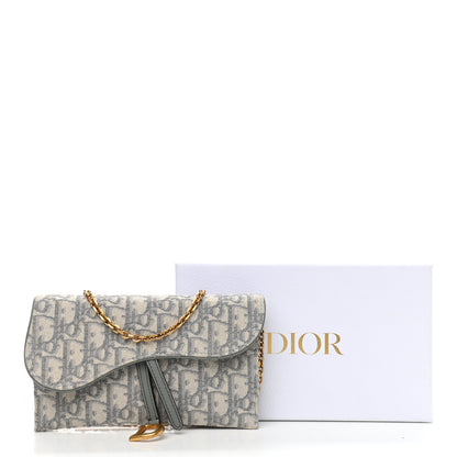 Christian Dior Oblique Saddle Chain Long Wallet Grey 10 of 10