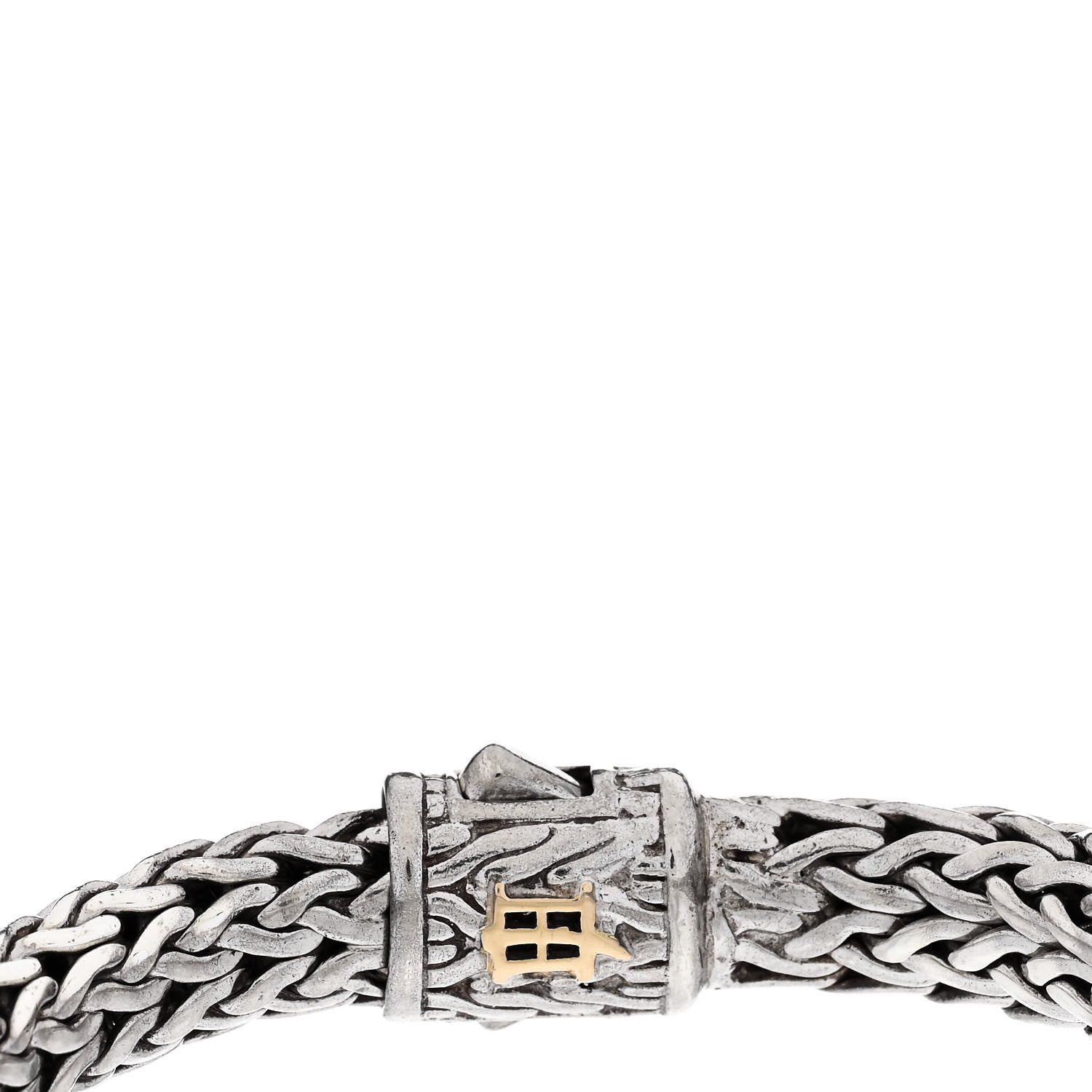 John Hardy Sterling Silver 18K Yellow Gold Diamond Classic Chain Woven Station Bracelet 4 of 6