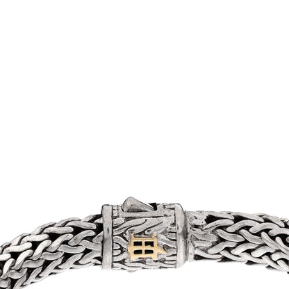 John Hardy Sterling Silver 18K Yellow Gold Diamond Classic Chain Woven Station Bracelet 4 of 6