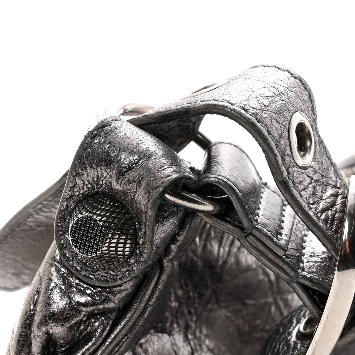 Metallic Agneau Arena Le Cagole Shoulder Bag XS Silver