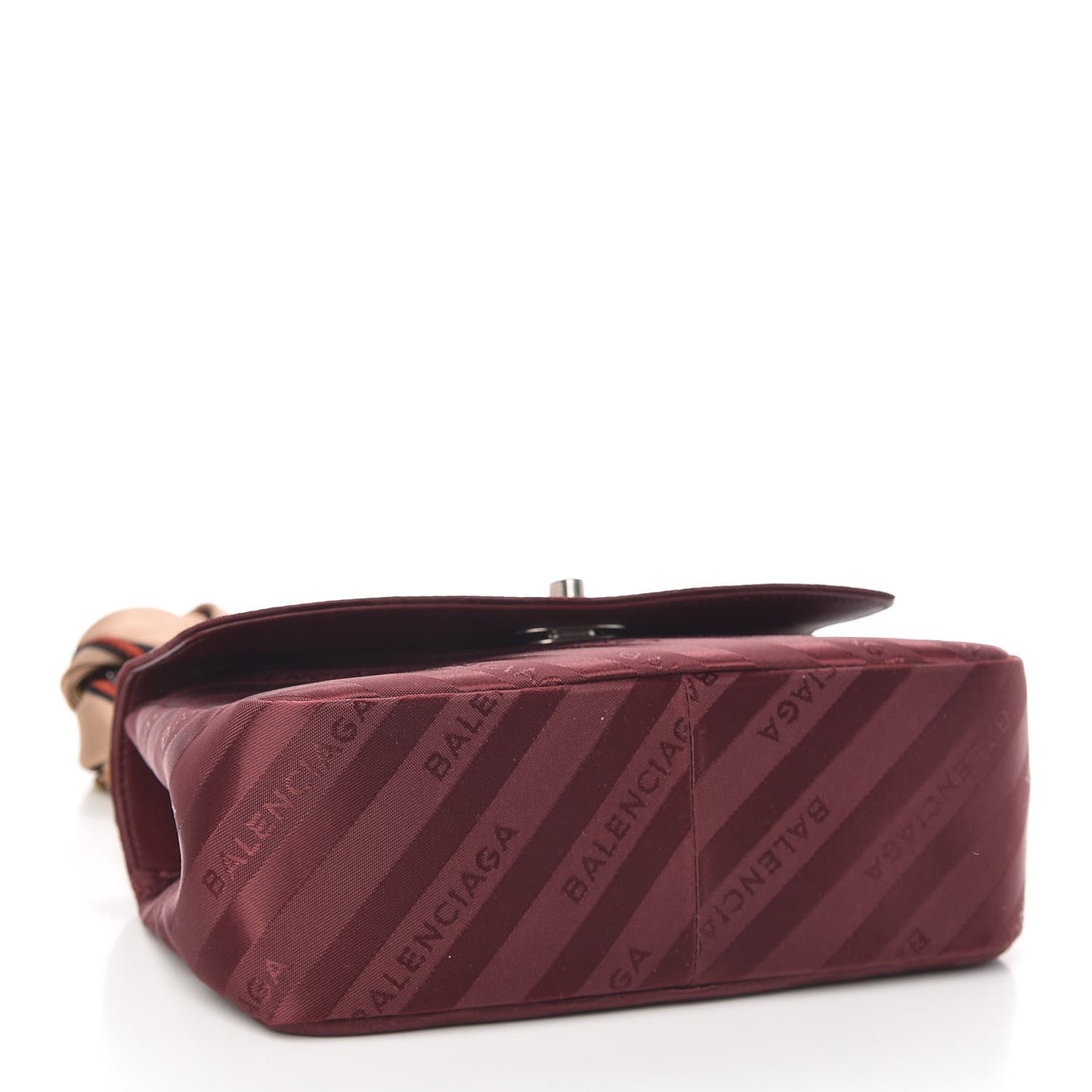 Nylon Jacquard Diagonal Logo Small Scarf Lock Chain Shoulder Bag Rouge Bordeaux Black Beige