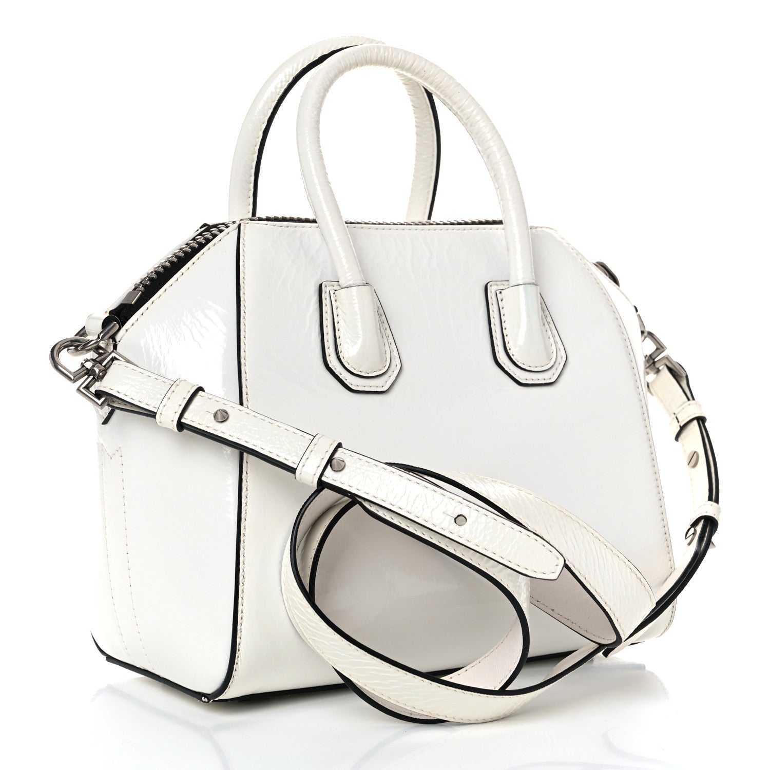 Givenchy Crinkled Patent Calfskin Mini Antigona White 3 of 15