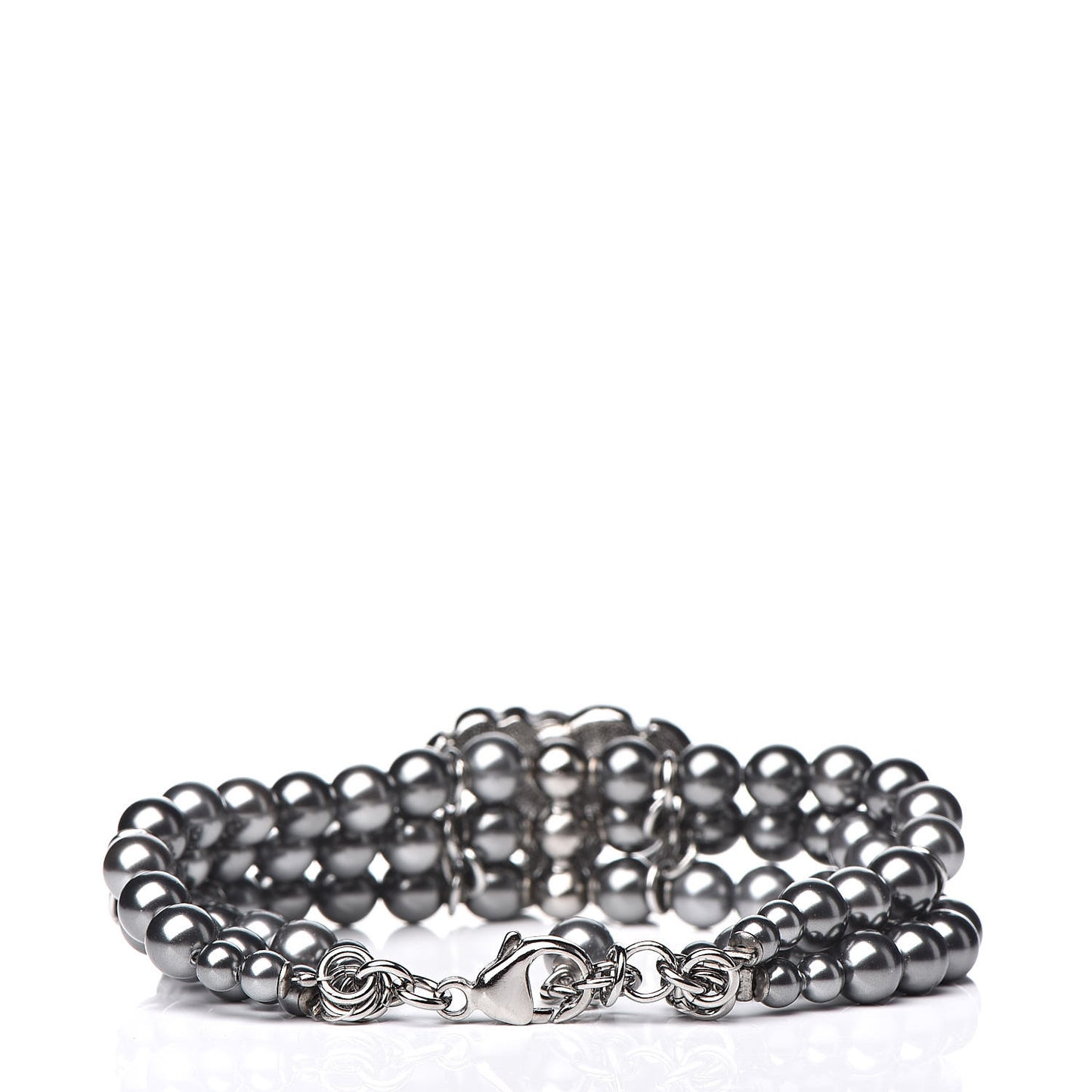 Crystal Pearl Bead CC Multistrand Bracelet Pearly Grey