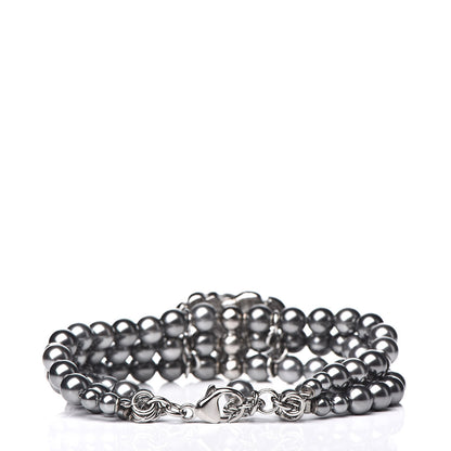 Chanel Crystal Pearl Bead CC Multistrand Bracelet Pearly Grey 3 of 5