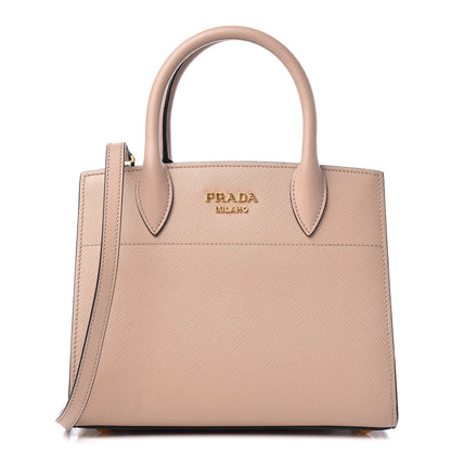 Prada Saffiano City Calfskin Small Bibliotheque Top Handle Cammeo Granato 1 of 11