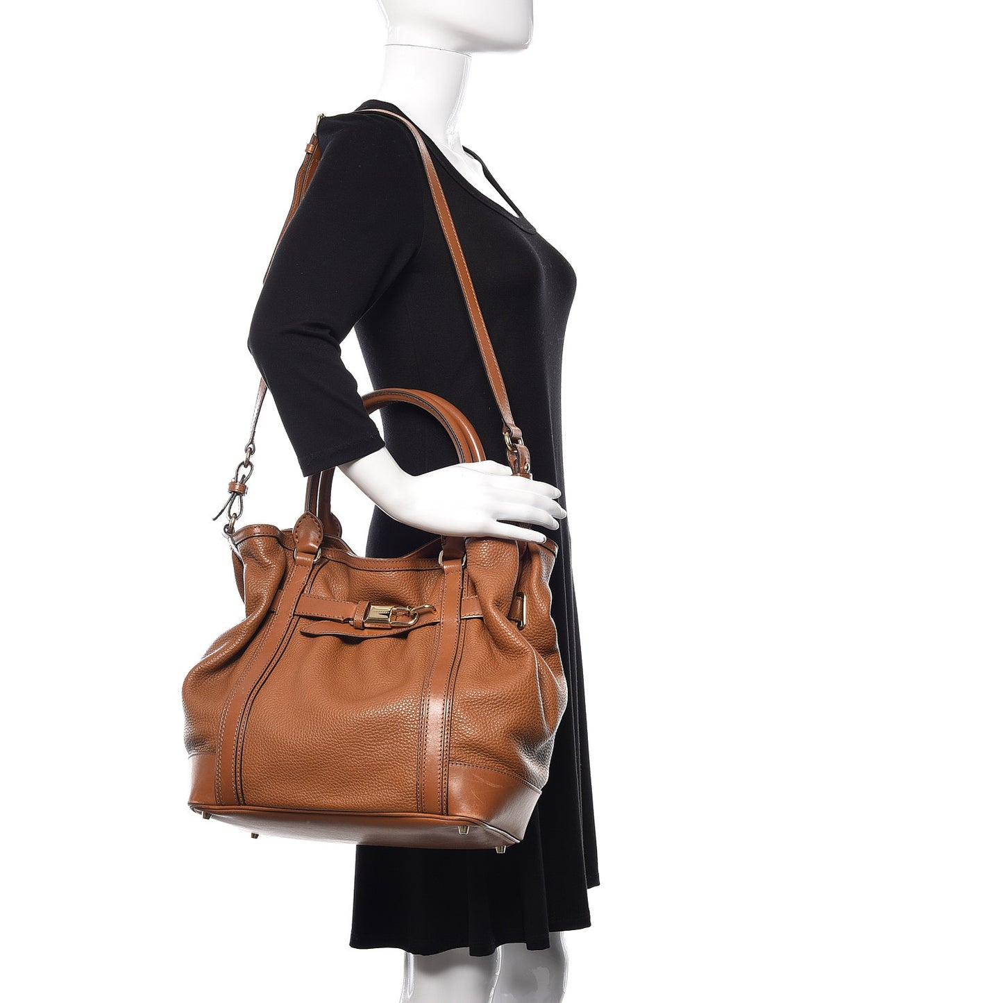 Grainy Calfskin Medium Golderton Tote Brown