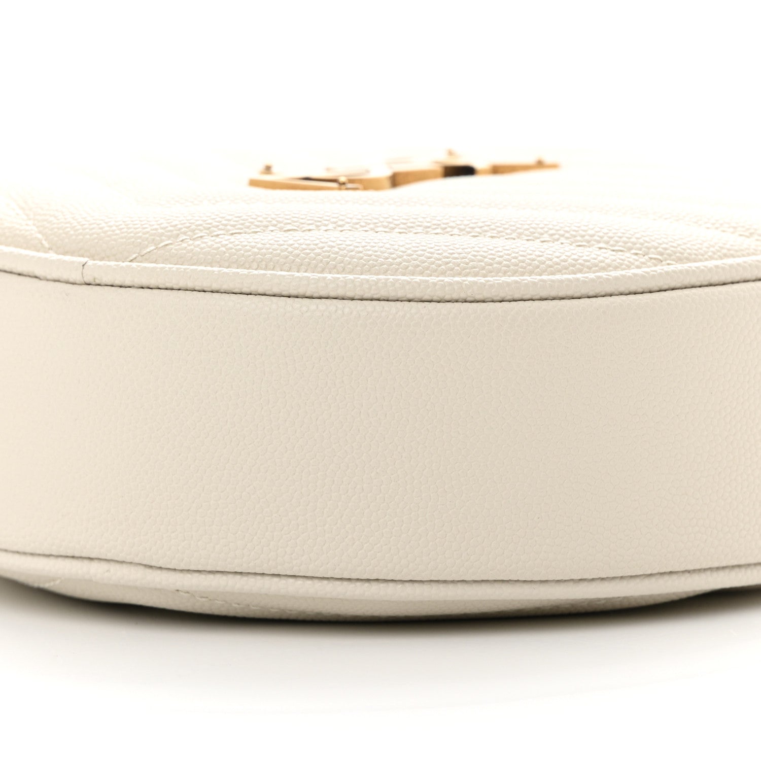 Saint Laurent Grain De Poudre Matelasse Chevron Quilted Round Vinyle Camera Bag Crema Soft 10 of 11
