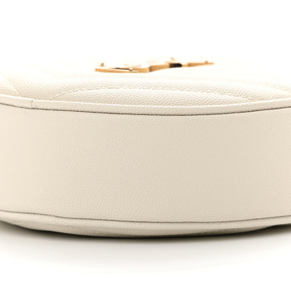 Saint Laurent Grain De Poudre Matelasse Chevron Quilted Round Vinyle Camera Bag Crema Soft 10 of 11