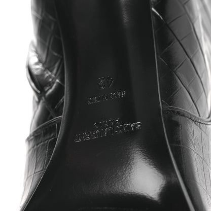 Saint Laurent Shiny Crocodile Embossed Jane 90 Zip Booties 42 Black 8 of 11