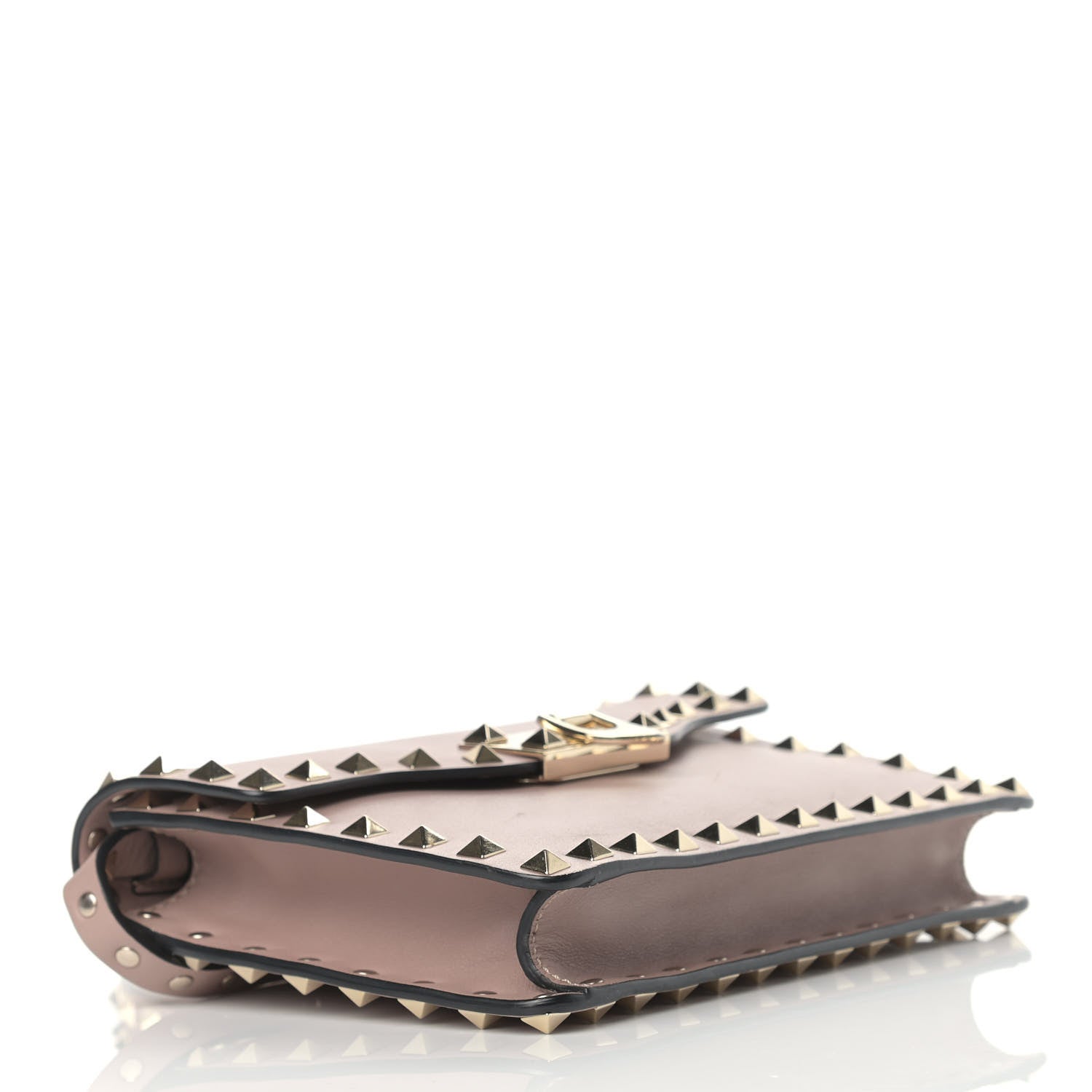 Valentino Garavani Vitello Rockstud Shoulder Flap Bag Poudre 4 of 11