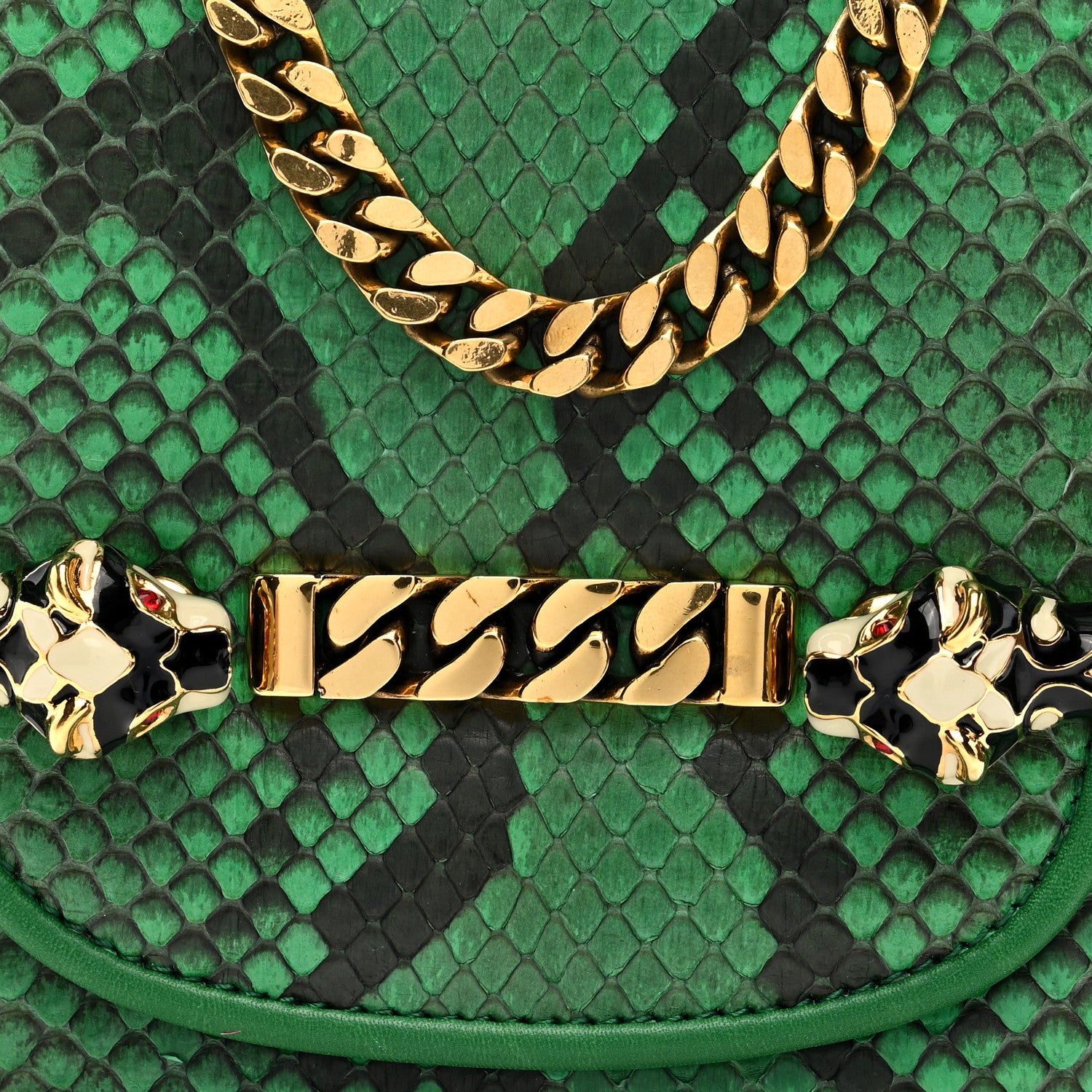 Gucci Snakeskin Tigrette Shoulder Bag Green 8 of 11