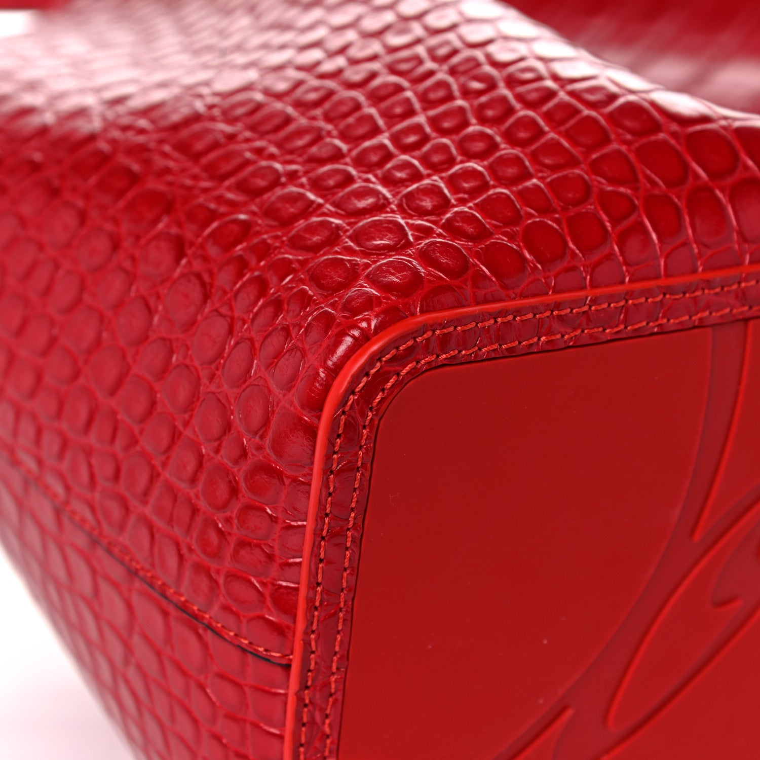 Christian Louboutin Crocodile Embossed Calfskin Spiked Small Cabarock Shopper Tote Red 8 of 13
