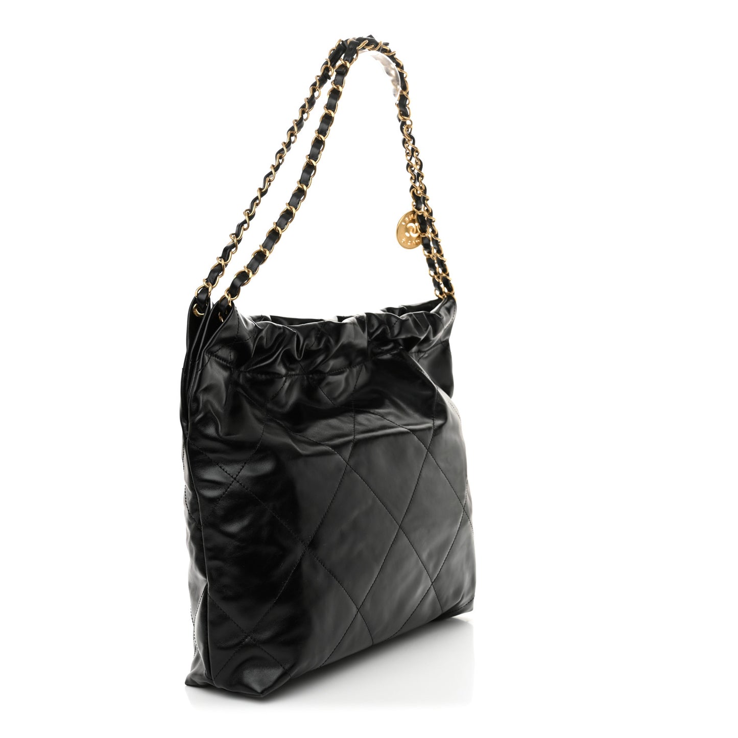 Shiny Calfskin Quilted Small Chanel 22 Black