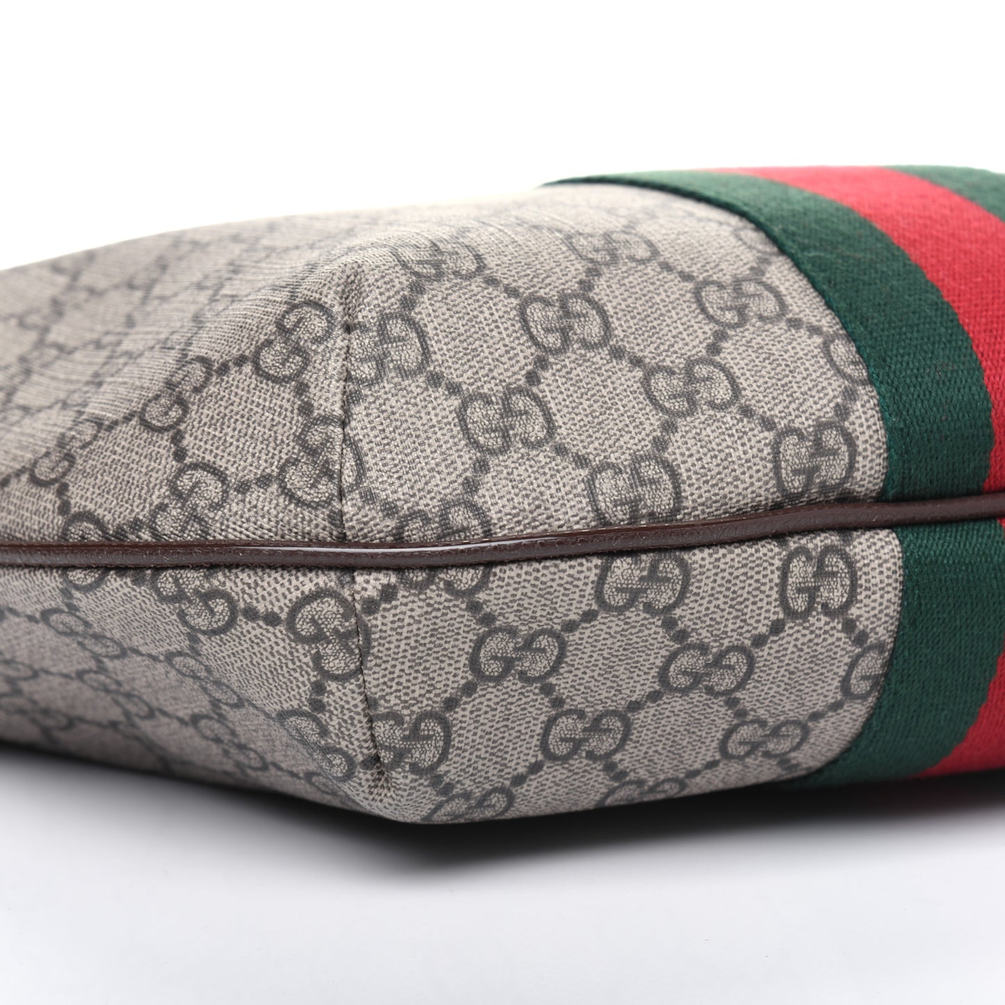 GG Supreme Monogram Web Small Ophidia Half Moon Hobo Brown