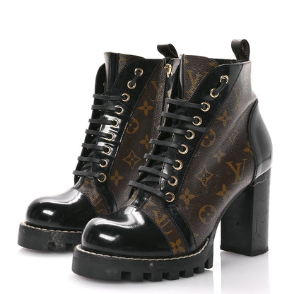 Louis Vuitton Patent Calfskin Monogram Star Trail Ankle Boots 39 Black 4 of 11