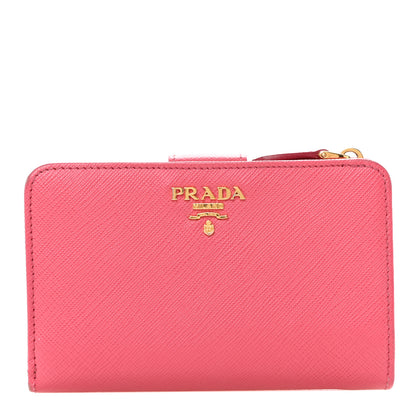 Prada Saffiano Metal Compact Wallet Peonia Begonia 1 of 9