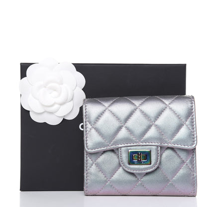 Chanel Iridescent Lambskin Quilted 2.55 Reissue Compact Flap Wallet Light Purple 9 of 9