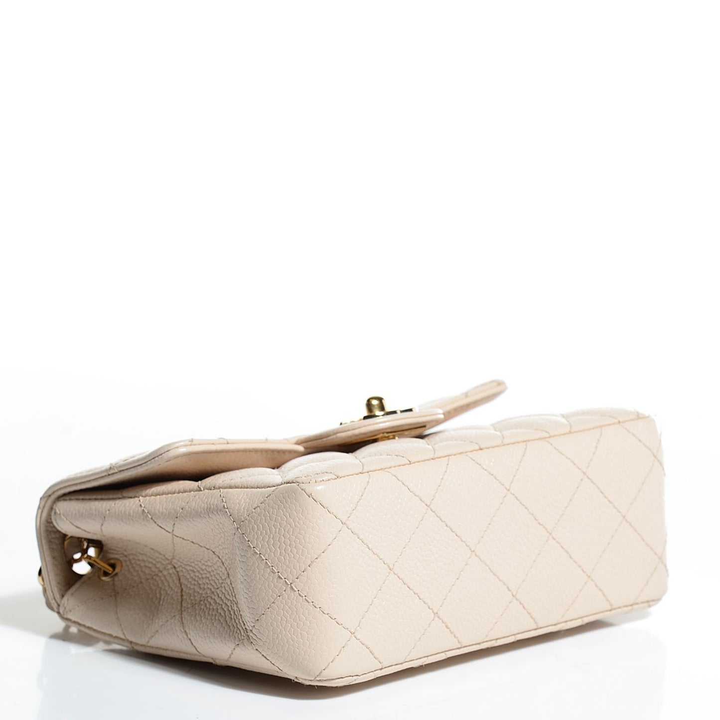 Caviar Quilted Mini Square Flap Beige