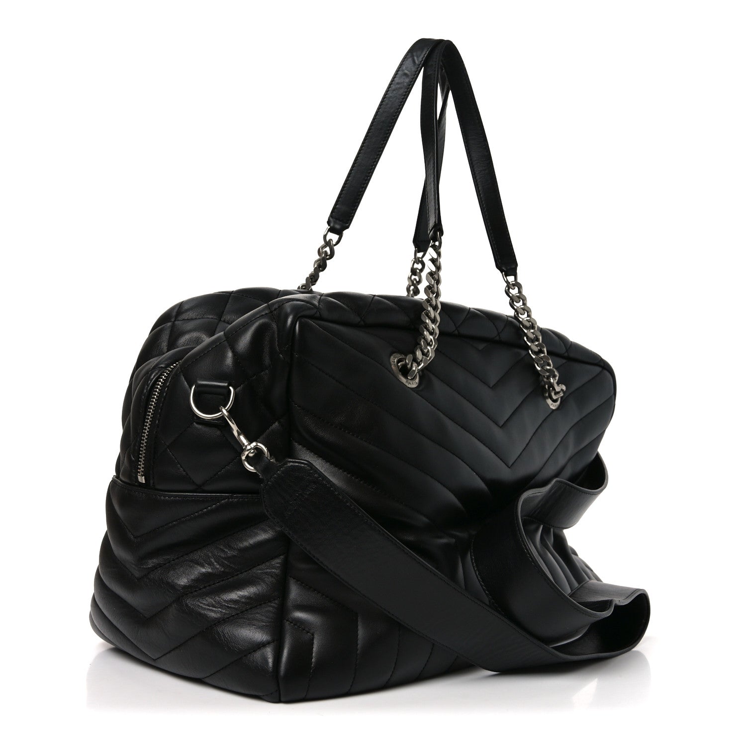 Saint Laurent Lambskin Mixed Matelasse Joan Bowling Bag Black 3 of 11