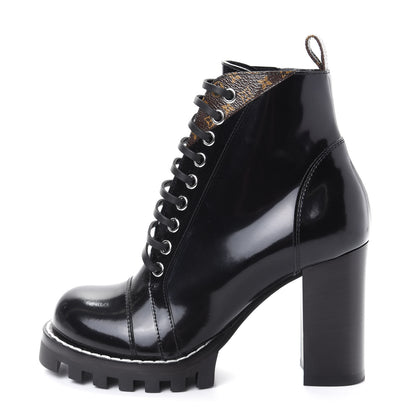 Louis Vuitton Patent Calfskin Monogram Star Trail Ankle Boots 36 Black 1 of 9