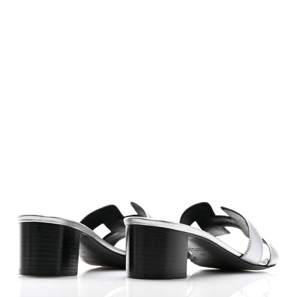 Hermes Metallic Epsom Oasis Sandals 37 Gris Argente 4 of 9