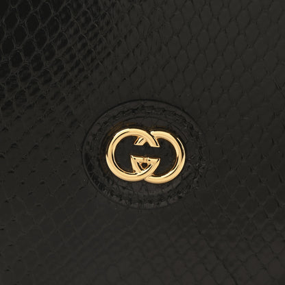 Gucci Snakeskin Broadway Ring Top Handle Bag Black 9 of 12